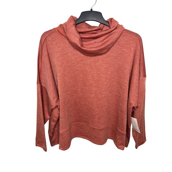 89th + Madison Womens Rusty Red Striped Cowl Neck Sweater Medium - Picture 10 of 11